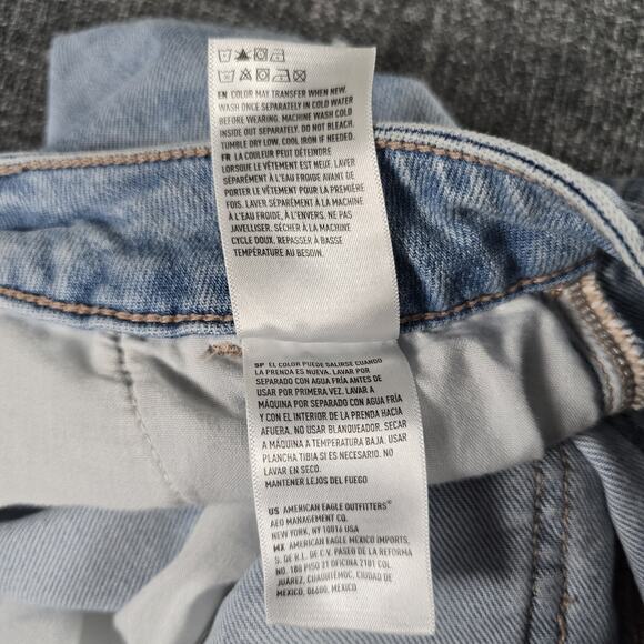 American Eagle Jeans Womens 12 Regular High Rise Baggy Wide Leg Light Blue Cargo - Picture 5 of 14